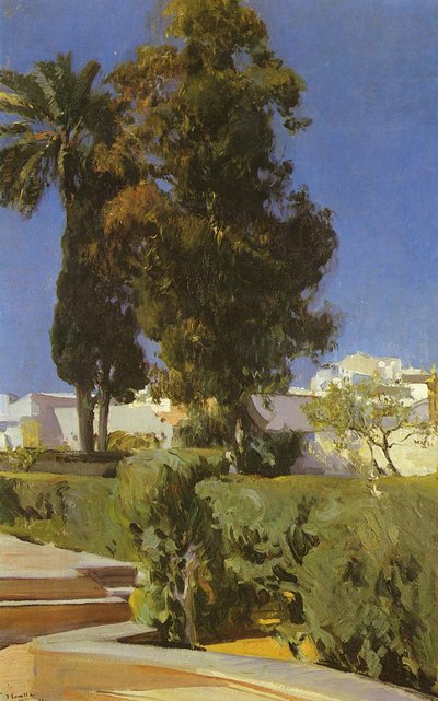 Tuin van het Alcazar in Sevilla door Joaquín Sorolla